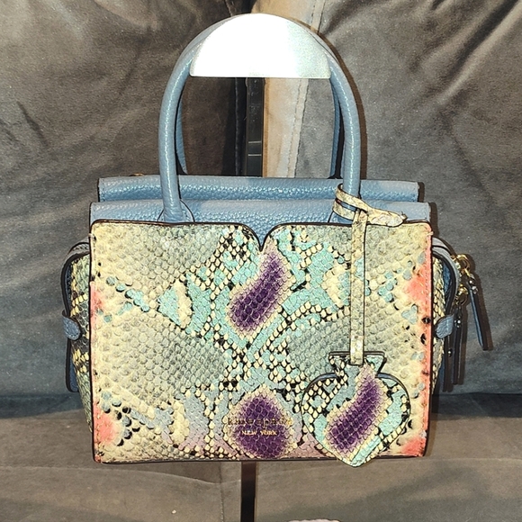 KATE SPADE NEW YORK SPENCER MULTICOLOR PYTHON TWO-WAY TOTE SPADE CHARMS DUSTBAG - Picture 16 of 17